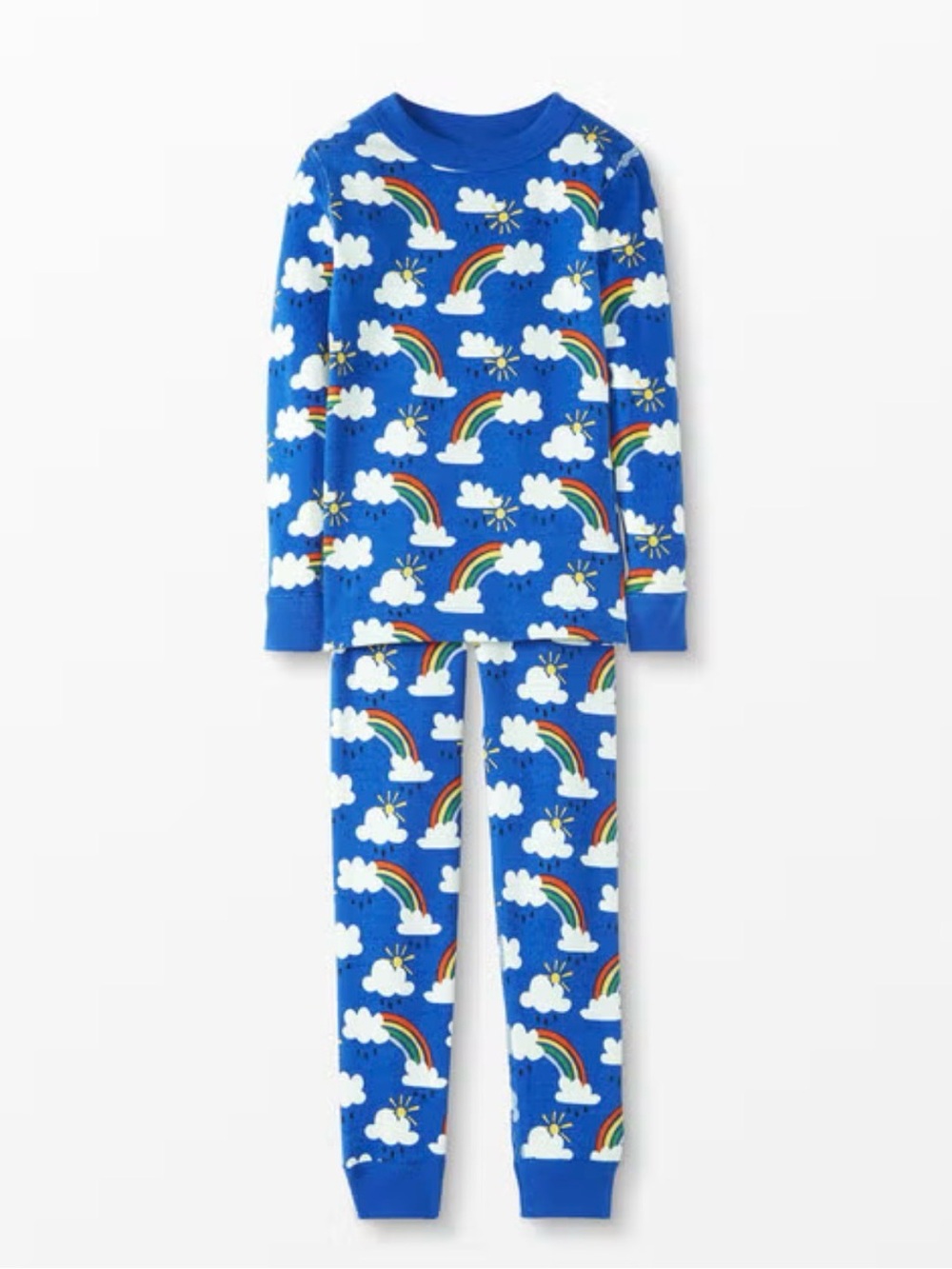 Hanna Andersson Blue Rainbow & Cloud Pajama Set Sz 120cm